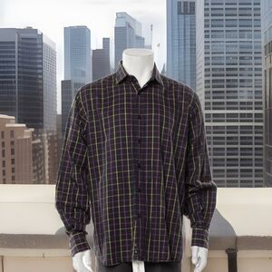 BIG & TALL Etro Milano Button Up Plaid Shirt Size 43 XXL Good Condition